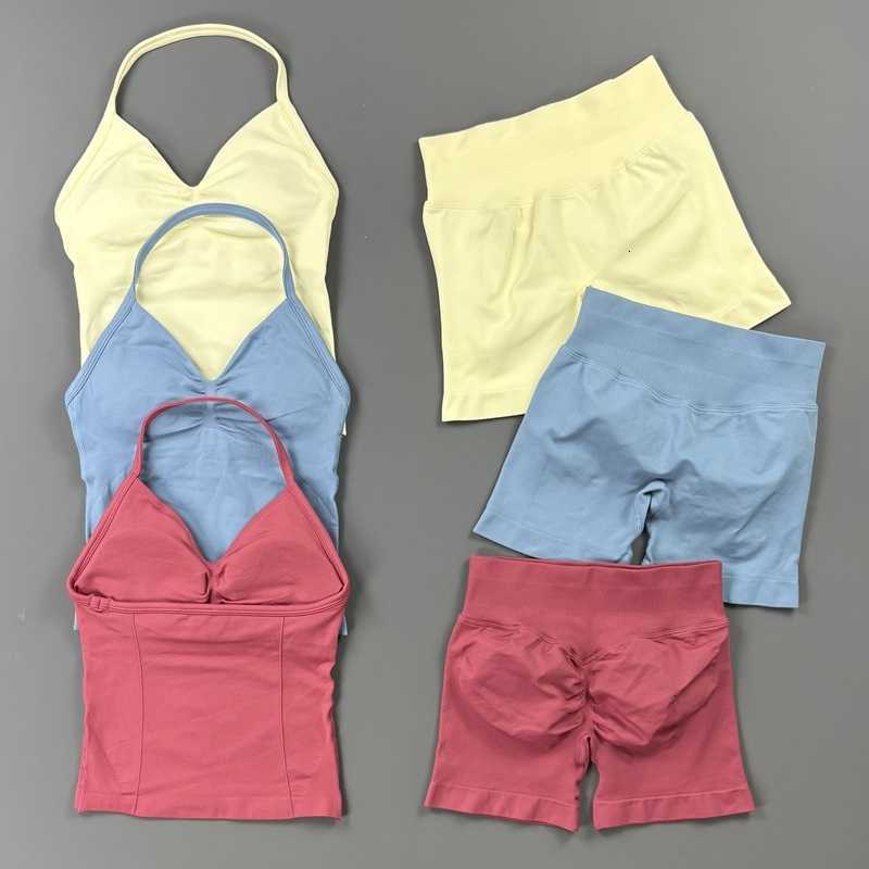 Hitello Pantaloncini Da Palestra Set Da Donna Senza Cuciture Yoga Longline Stra…