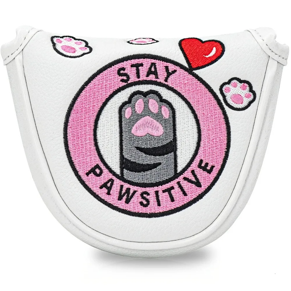 PU Golf Putter Headcover Compatible for Most Heads SemiCircle Club Head Cover with Cute Cat Paws 260728