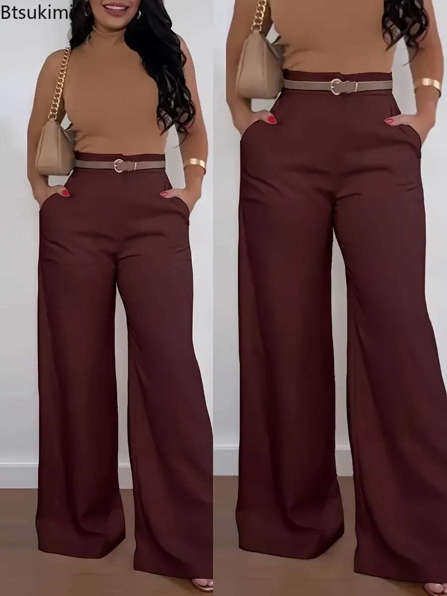 2026 Womens New Fashion Solid Suit Trousers Spring Elegant High Waist Wide Leg Pants Casual Office Women Clothing Dress PantsT260727 - view 6