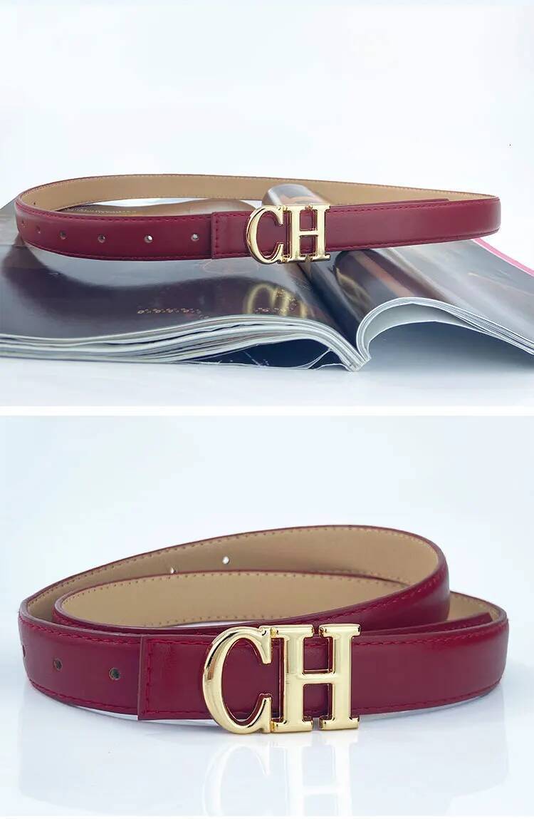 Narrow Fashion Soft Dress Waist Strap For Jeans Alloy CH Buckle Women High Quality Leather Belt 2.3Cm Width Waistband - view 5