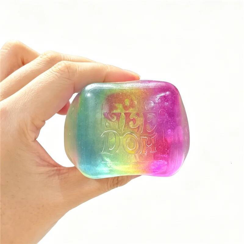 Needoh Rainbow Gradient Nice Ice Cube Fidget Stress Relief Toy Super Solid Squish Relieve Tension Soothe Mood for Adults Gift J26028 - view 4