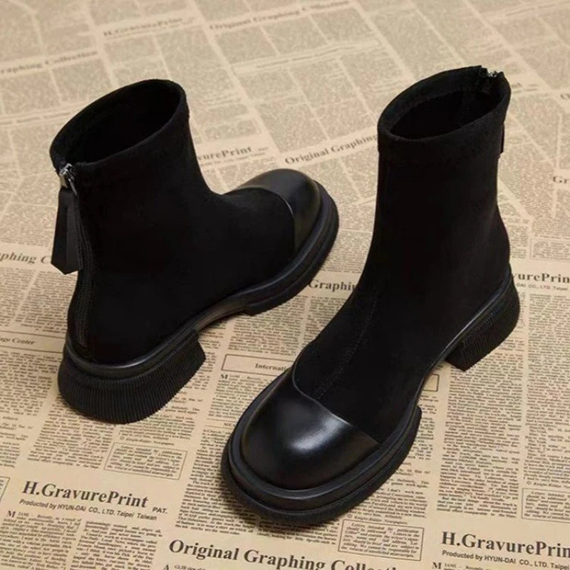 Women Patchwork Suede Ankle Boots Back Zipper y Platform Heel Short Fashion Autumn Winter Botas Mujer y260818 - view 4
