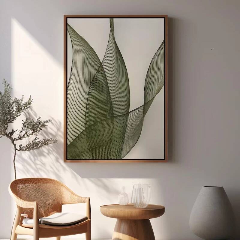 Minimalist Botanical Line Art Prints And Posters Green Leaf Abstract Wall Pictures for Living Room Home Decor Artwork Gift 26Y0728 - view 4