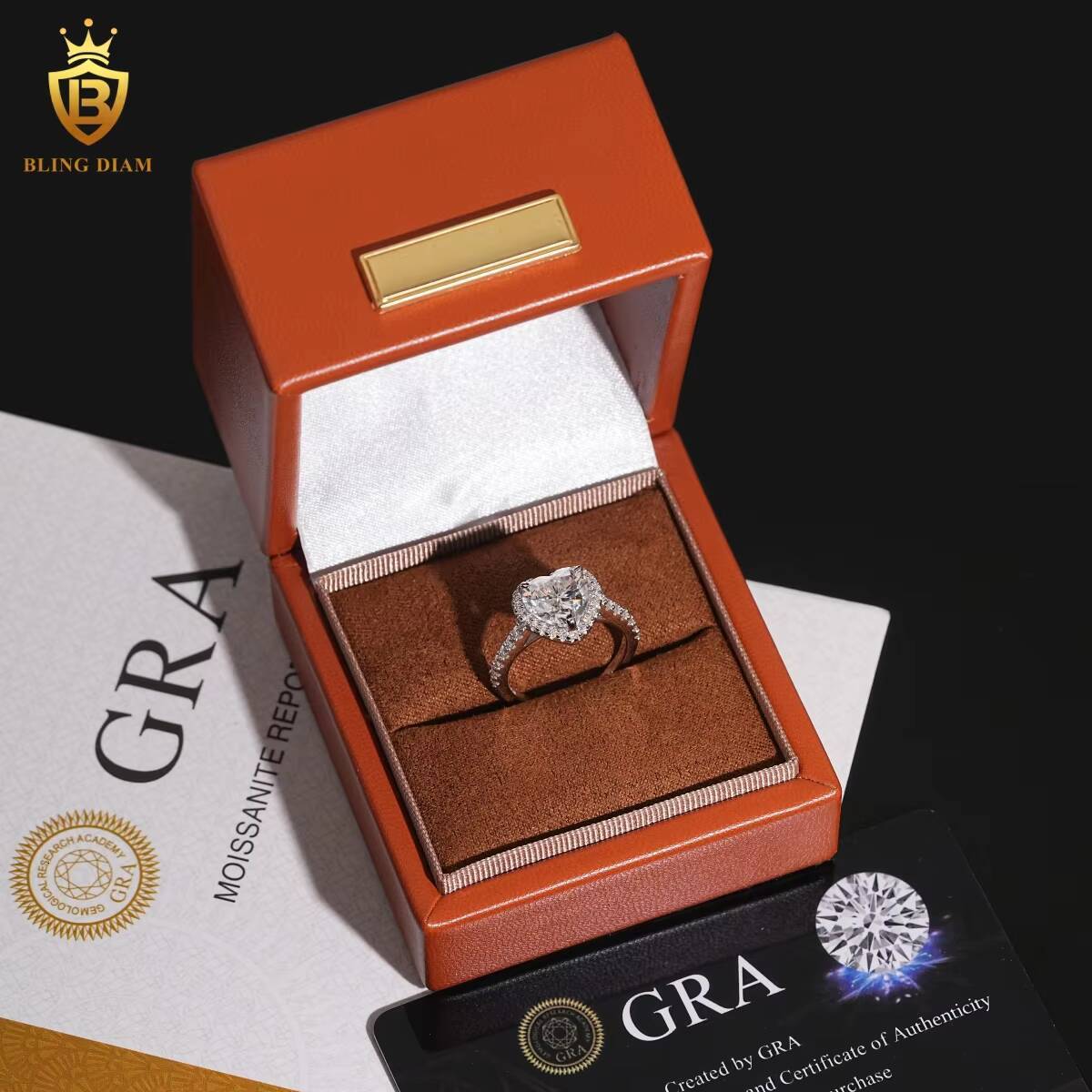 Hip Hop Iced Out Heart Moissanite Rings 925 Sterling Silver Moissanite Ring for Men Women - view 7