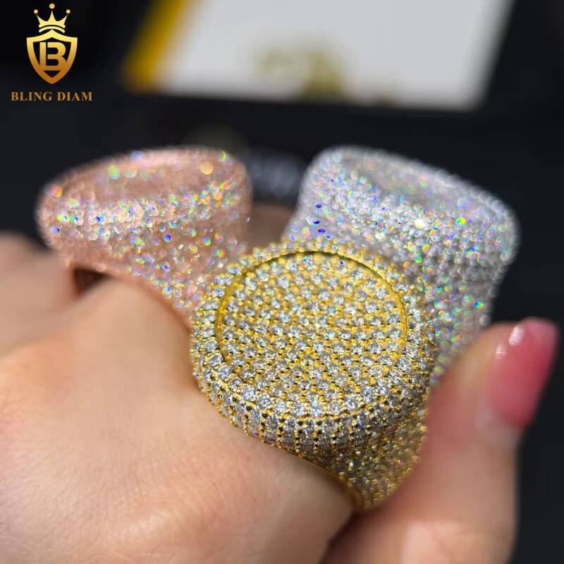 Fashion 925 Sterling Silver VVS1 Moissanite Ring Iced Out Moissanite Rings HipHop Ring Fine Jewelry Pass Diamond Tester GRA - view 5