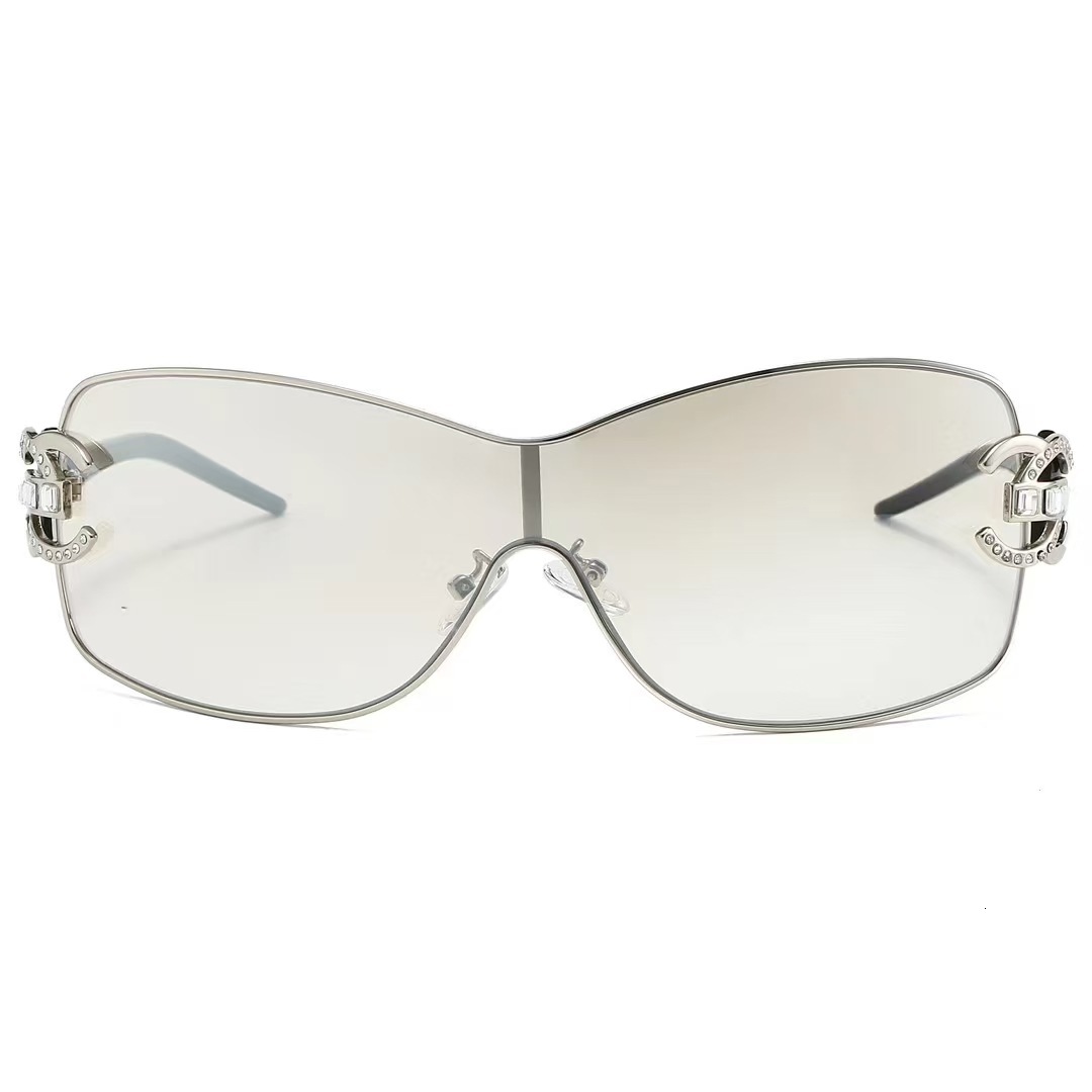 Luxury Brand Designer Sunglasses Fashion New Women's One-Piece Diamond-Embellished Sunglasses, European And American Y2k Large-Frame Integrated S - view 5