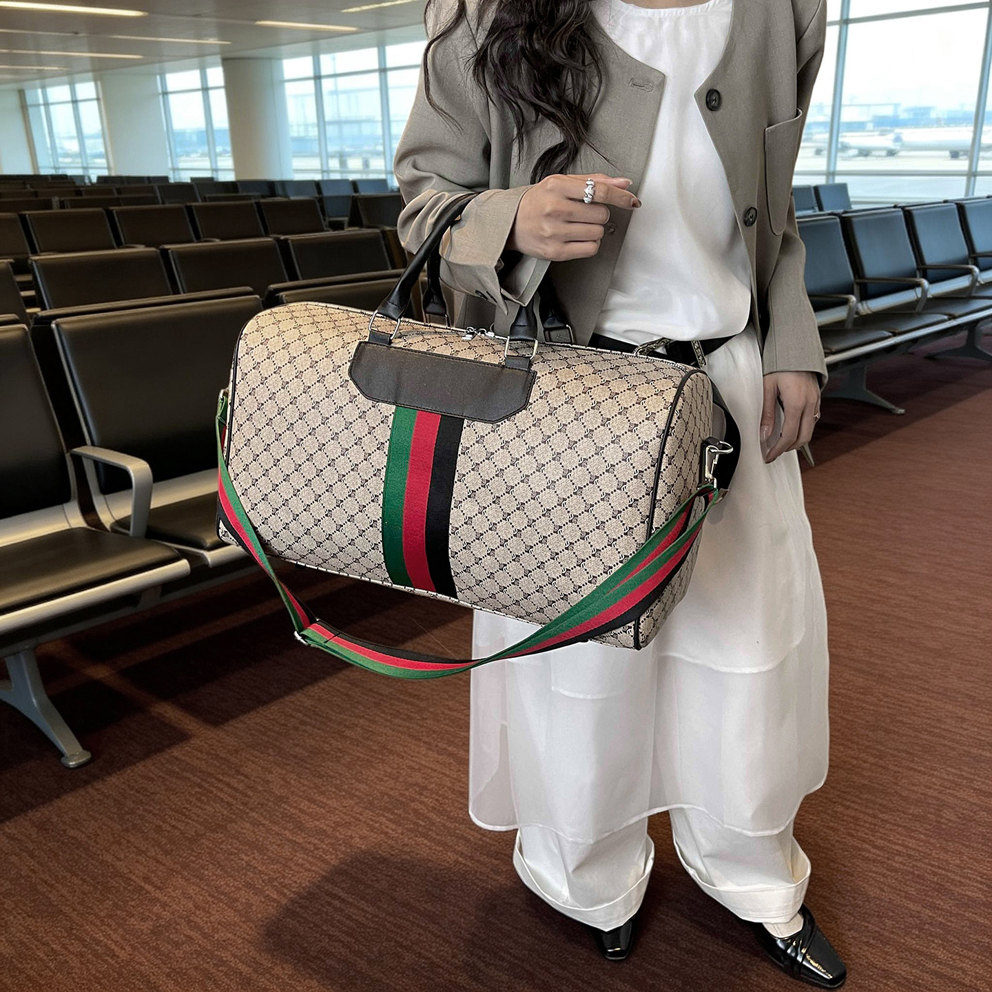 Designer Duffel Bags 2026 New Large Rolling Duffle Bag for Men Women, Lightweight Travel Tote with Retractable Handle, 2-in-1 Shoulder Handheld Weeken - view 3
