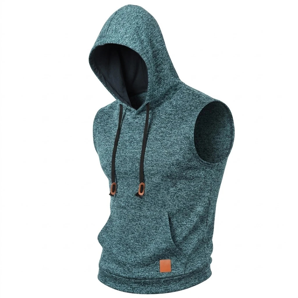 Mens Sleeveless Hoodie Lightweight Hooded Sweatshirt Vest Workout y Clothes Tank Tops Fitness Hoodies for Men 260722BANJIA - view 6