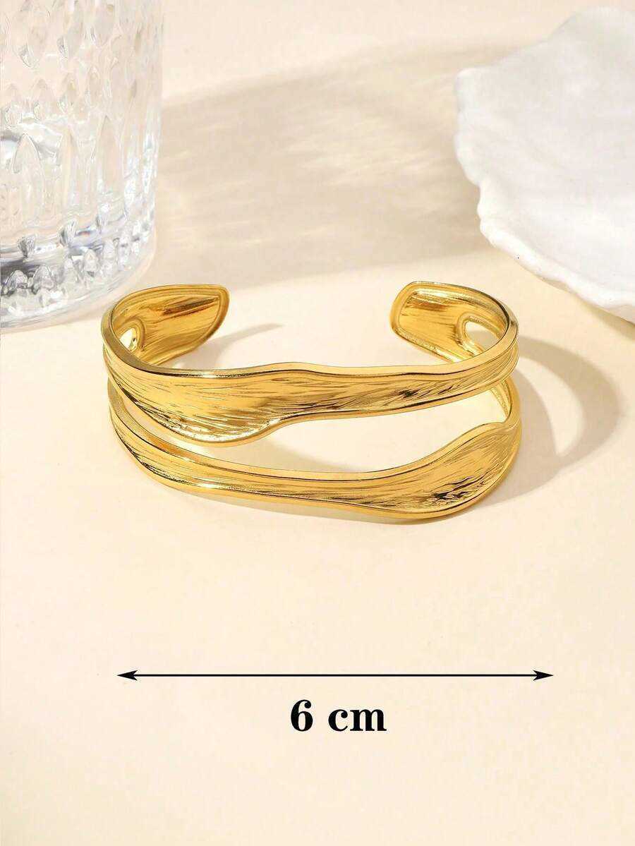 1 Piece Of Fashionable Niche Design Exquisite Simple Asymmetrical Texture Stainless Steel Adjustable Bracelet H2607271 - view 5
