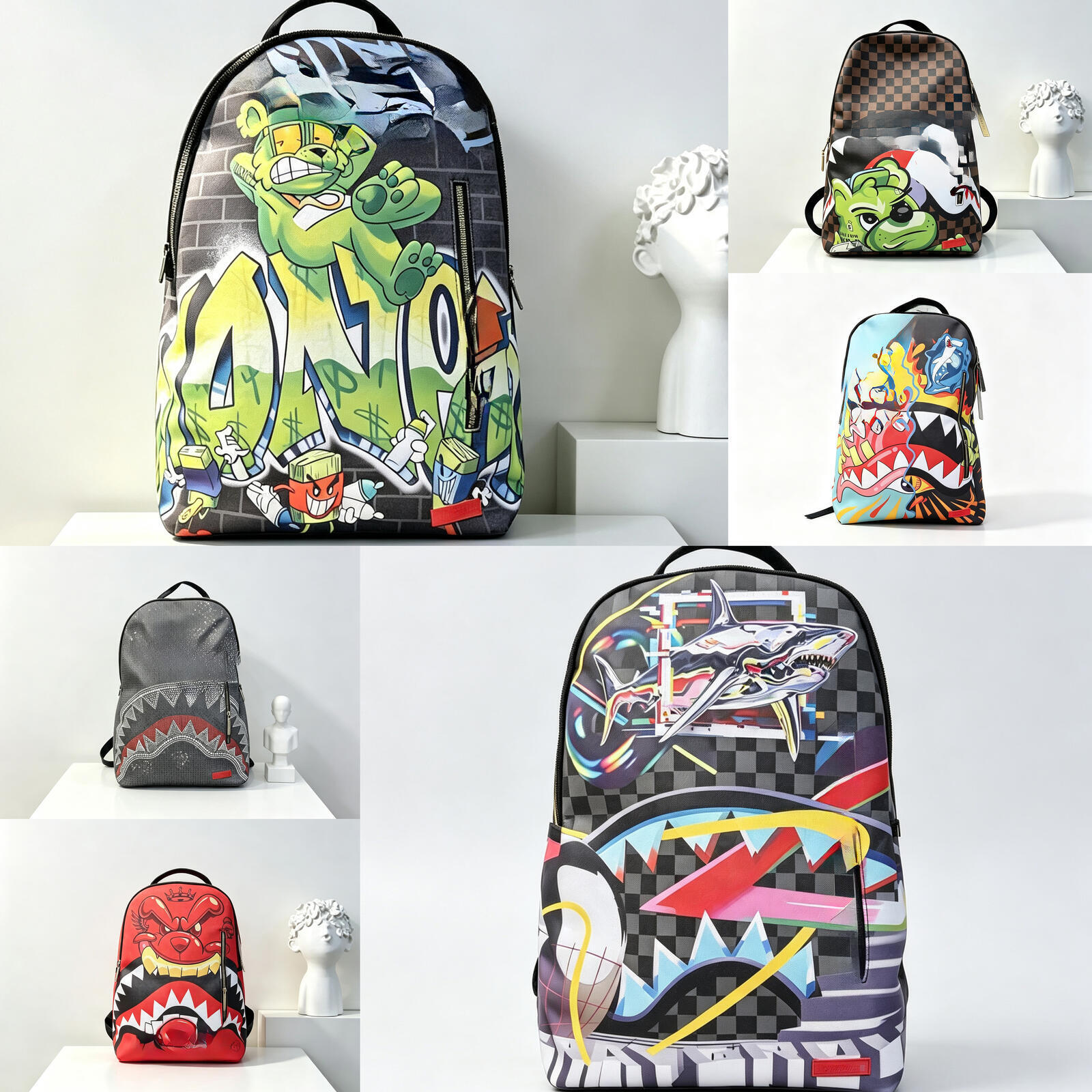 Borsa Firmata Spraygroud Shark Street Fashion Zaini SG Zaino Graffiti Spray Gro…