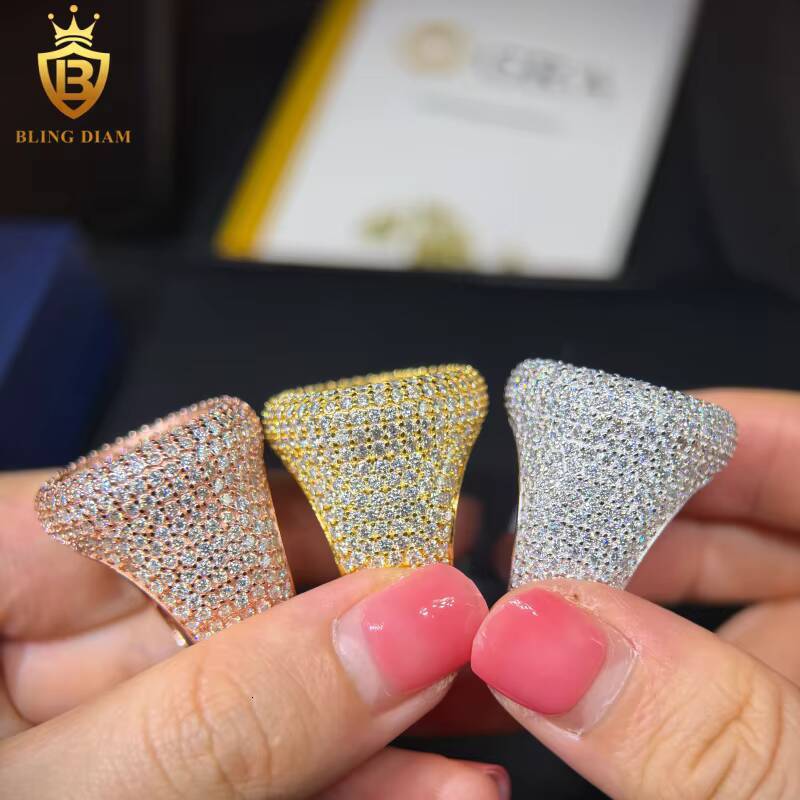 Fashion 925 Sterling Silver VVS1 Moissanite Ring Iced Out Moissanite Rings HipHop Ring Fine Jewelry Pass Diamond Tester GRA - view 7
