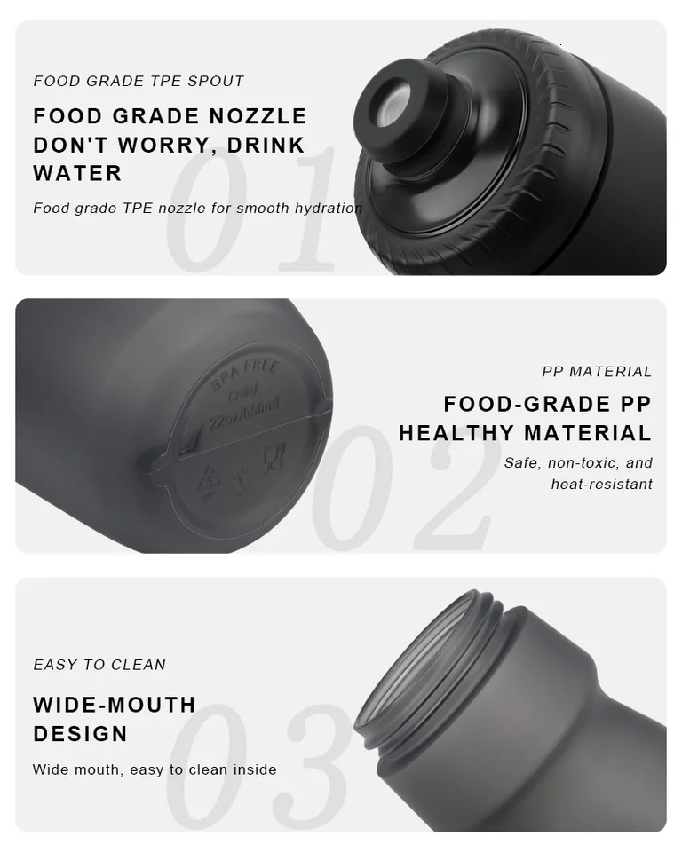 550650ML Bike Water Bottle High-Quality PP5 Taste-Free Outdoor Sports Large Capacity Squeeze Bicycle Kettle Cycling Drink Cup 260722 - view 5