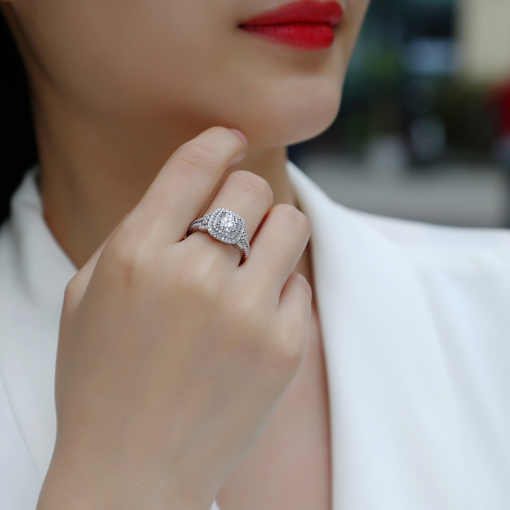 Women Mossinate Diamond Jewelry 925 Sterling Silver Ring 1ct Diamond Moissanite Ring - view 7