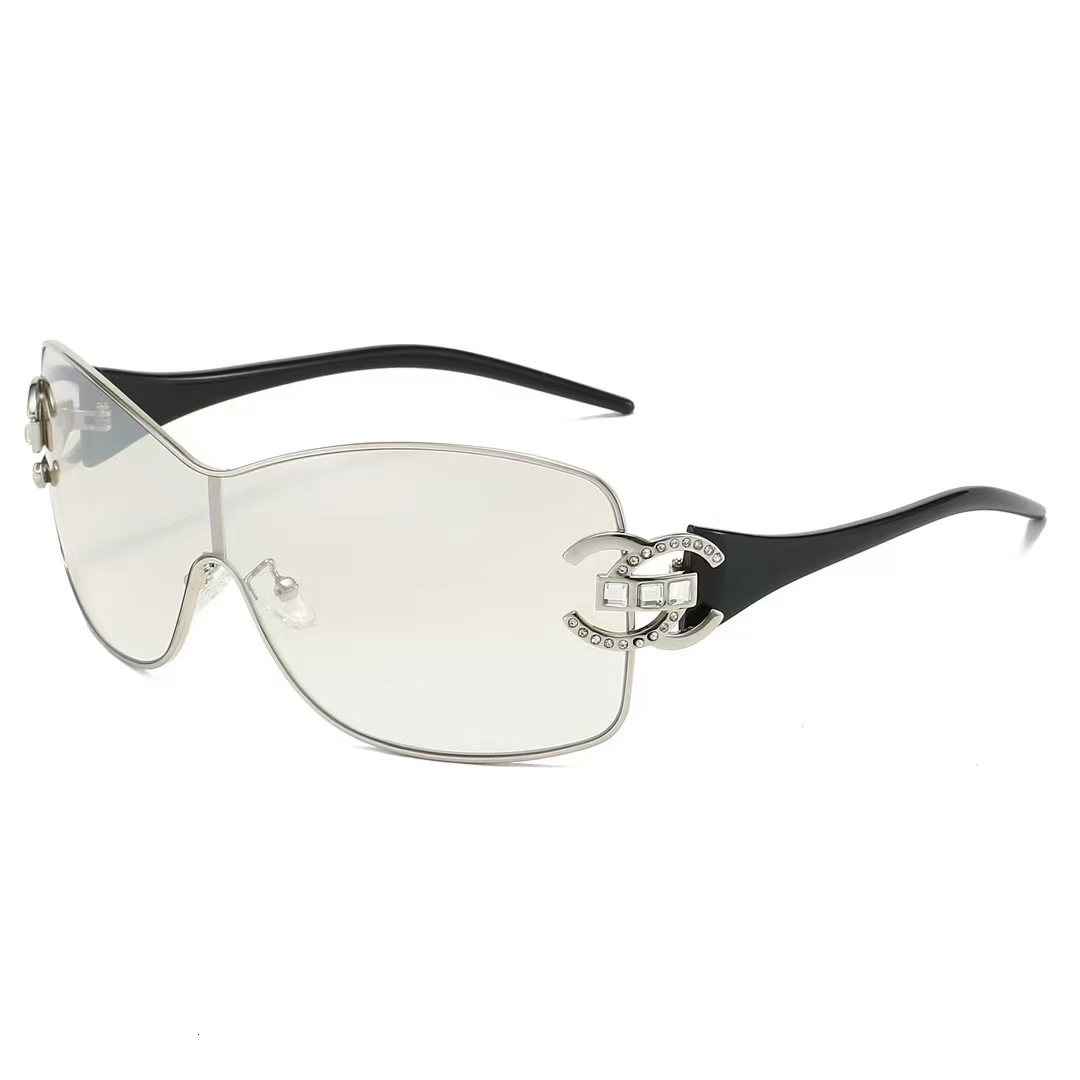 Luxury Brand Designer Sunglasses Fashion New Women's One-Piece Diamond-Embellished Sunglasses, European And American Y2k Large-Frame Integrated S - view 6