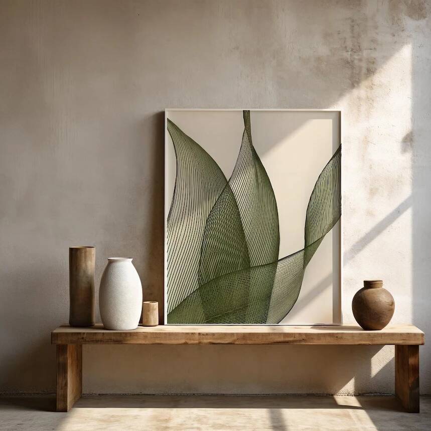 Minimalist Botanical Line Art Prints And Posters Green Leaf Abstract Wall Pictures for Living Room Home Decor Artwork Gift 26Y0728 - view 5