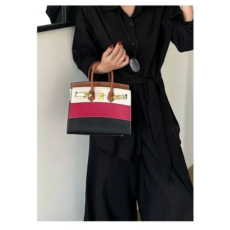 Rainbow Satchelcontrast Color Bagfashionstylish Large Capacity Patchwork Crossbody Bag Suotong0728