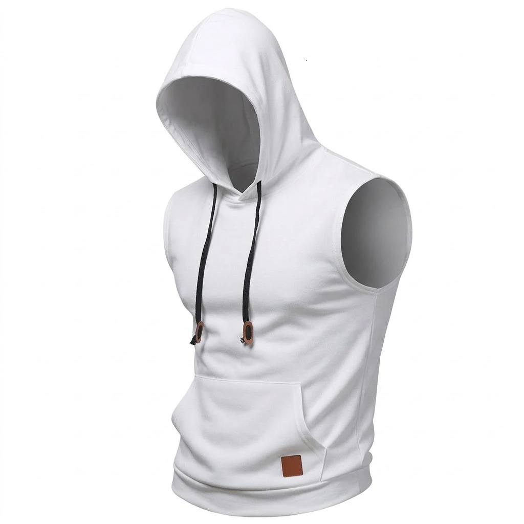 Mens Sleeveless Hoodie Lightweight Hooded Sweatshirt Vest Workout y Clothes Tank Tops Fitness Hoodies for Men 260722BANJIA - view 4