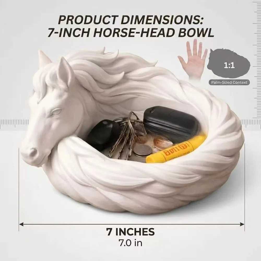 White Horse Catchall Tray Resin Jewelry Key Storage Bowl Farmhouse Entryway Table Decor Gift for Horse Lovers J260728