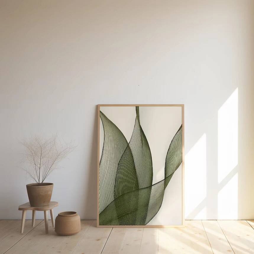 Minimalist Botanical Line Art Prints And Posters Green Leaf Abstract Wall Pictures for Living Room Home Decor Artwork Gift 26Y0728 - view 6