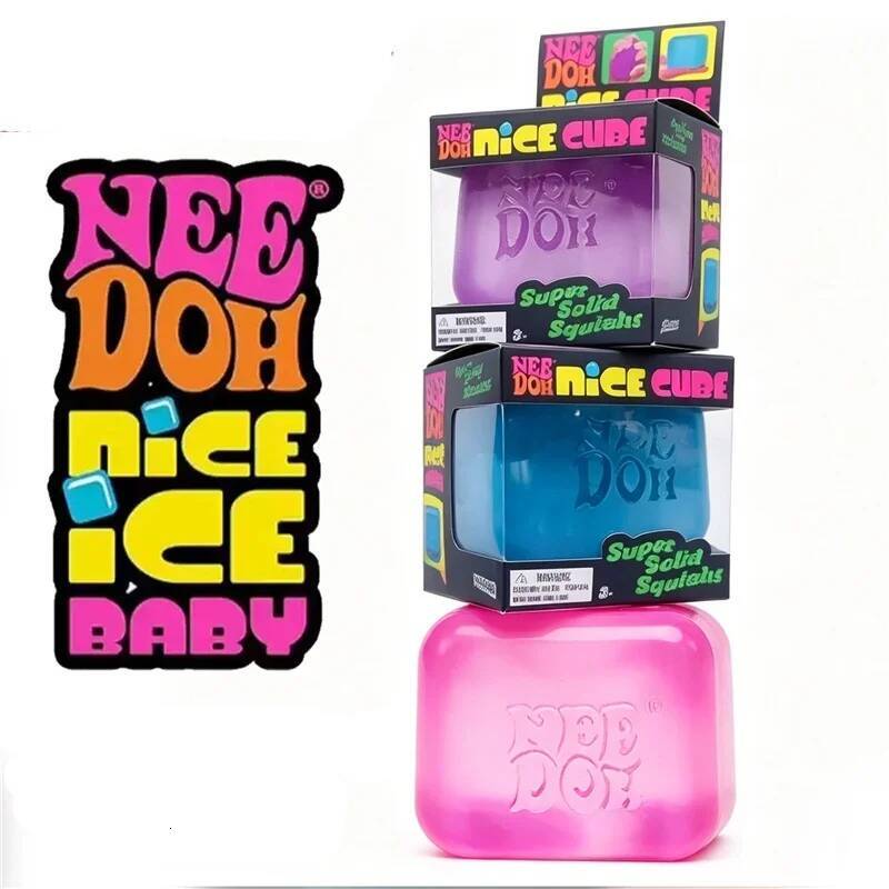 Needoh Rainbow Gradient Nice Ice Cube Fidget Stress Relief Toy Super Solid Squish Relieve Tension Soothe Mood for Adults Gift J26028 - view 5