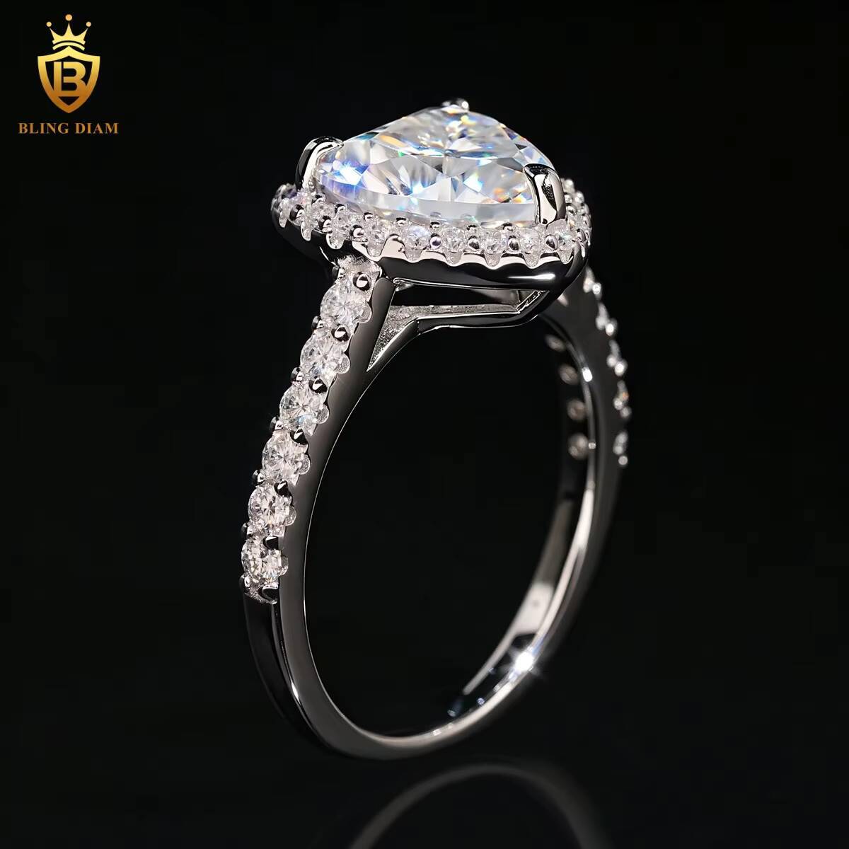 Hip Hop Iced Out Heart Moissanite Rings 925 Sterling Silver Moissanite Ring for Men Women - view 6