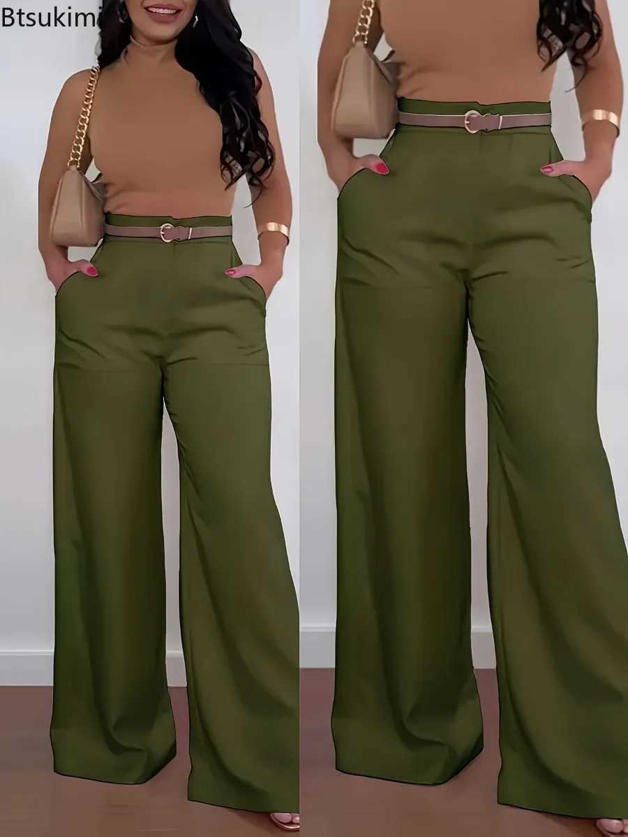 2026 Womens New Fashion Solid Suit Trousers Spring Elegant High Waist Wide Leg Pants Casual Office Women Clothing Dress PantsT260727 - view 4