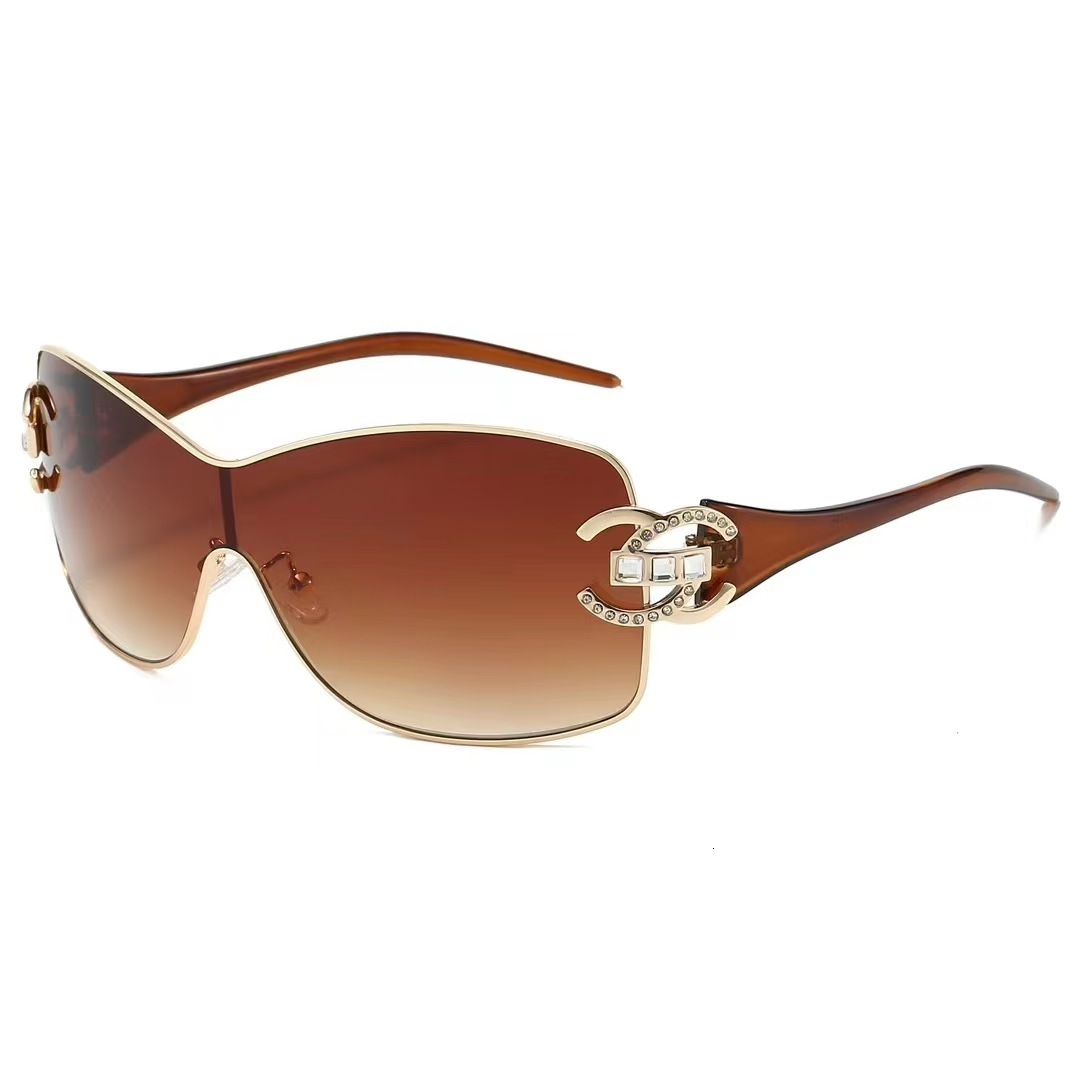 Luxury Brand Designer Sunglasses Fashion New Women's One-Piece Diamond-Embellished Sunglasses, European And American Y2k Large-Frame Integrated S - view 4