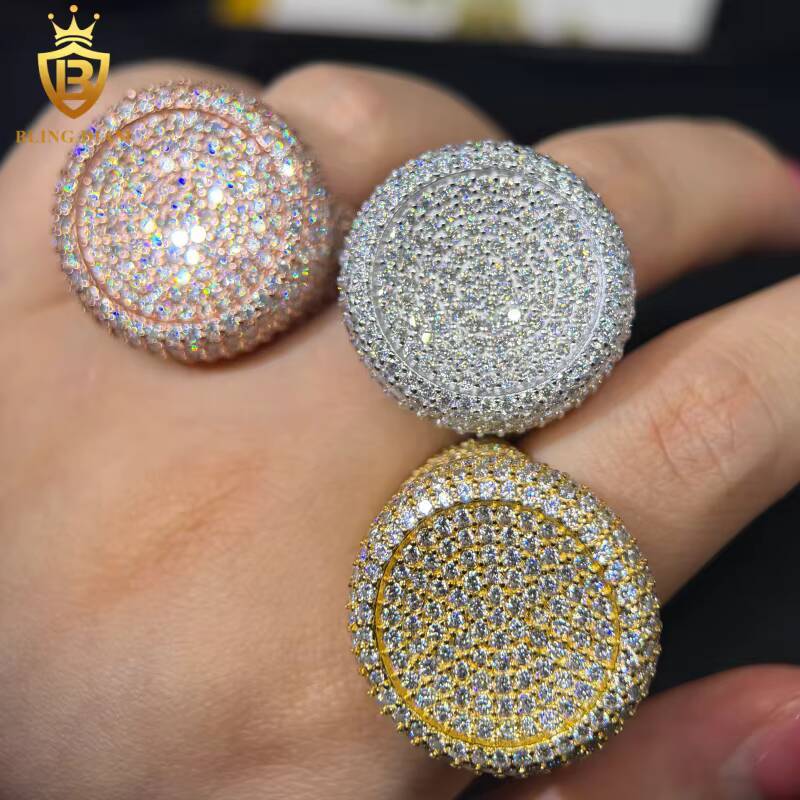Fashion 925 Sterling Silver VVS1 Moissanite Ring Iced Out Moissanite Rings HipHop Ring Fine Jewelry Pass Diamond Tester GRA - view 4