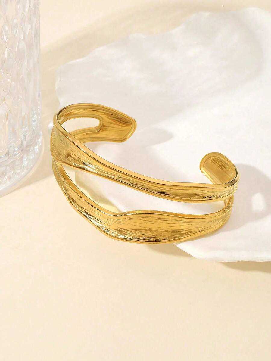 1 Piece Of Fashionable Niche Design Exquisite Simple Asymmetrical Texture Stainless Steel Adjustable Bracelet H2607271 - view 4