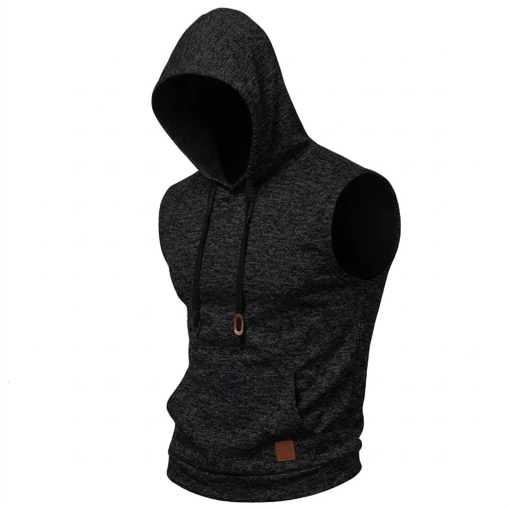 Mens Sleeveless Hoodie Lightweight Hooded Sweatshirt Vest Workout y Clothes Tank Tops Fitness Hoodies for Men 260722BANJIA - view 3