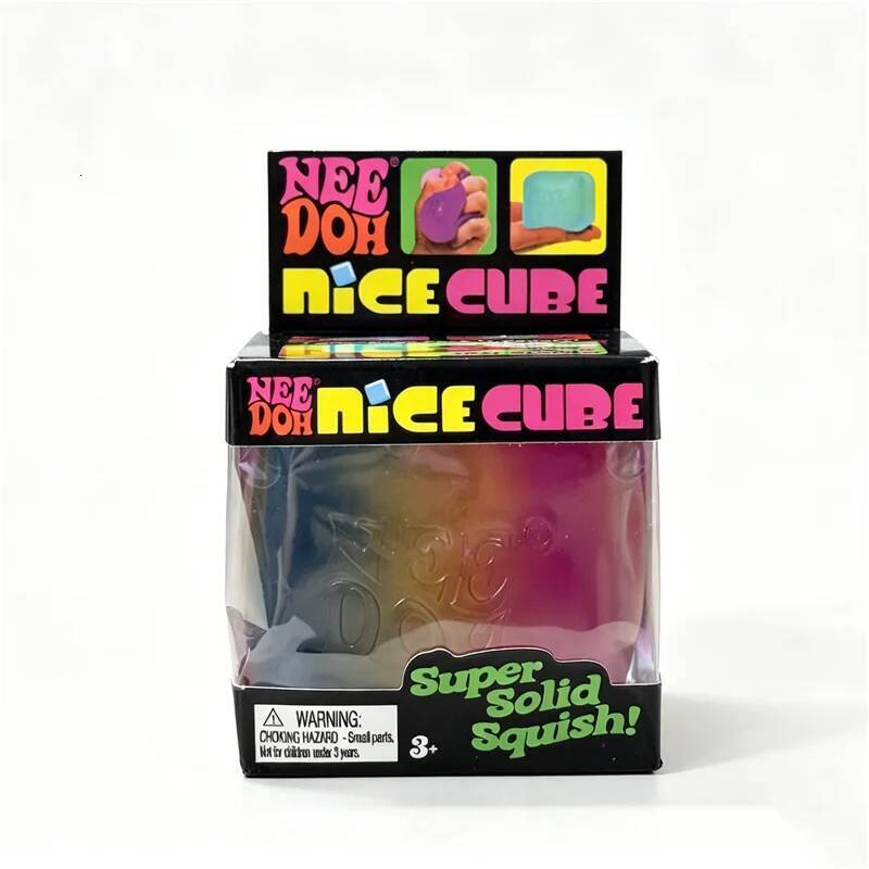 Needoh Rainbow Gradient Nice Ice Cube Fidget Stress Relief Toy Super Solid Squish Relieve Tension Soothe Mood for Adults Gift J26028 - view 3