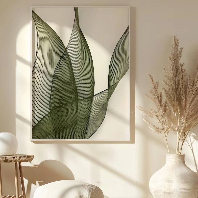 Minimalist Botanical Line Art Prints And Posters Green Leaf Abstract Wall Pictures for Living Room Home Decor Artwork Gift 26Y0728 - view 3