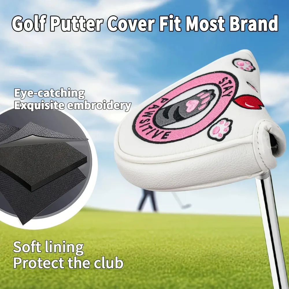 PU Golf Putter Headcover Compatible for Most Heads SemiCircle Club Head Cover with Cute Cat Paws 260728 - view 6