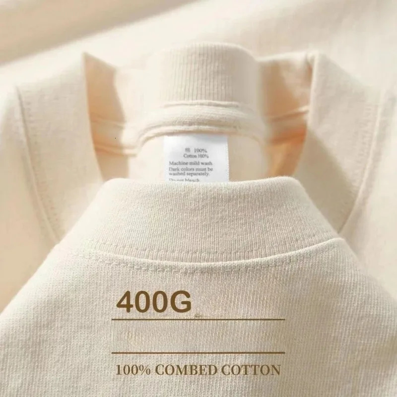 400g Cotton T Shirts Men Short Sleeved Heavyweight Summer Round Neck Loose Breathable Shirt for Men Women Basic Tee 260727BJ - view 5