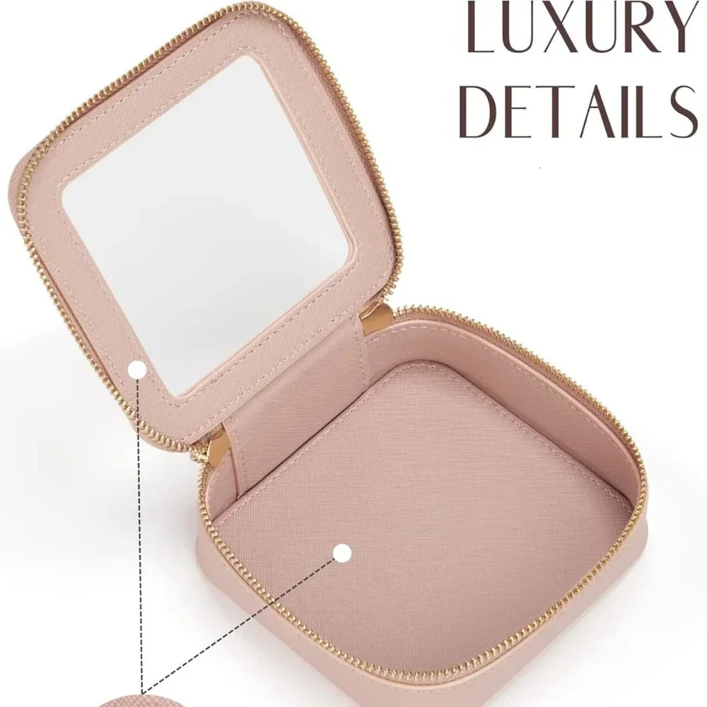 Mini Clear Makeup Bag Pu Saffiano Vegan Faux Leather Cute Small Visible Window Storage Lipsticks Cosmetics Case for Purse Pouch 260728BJ - view 5