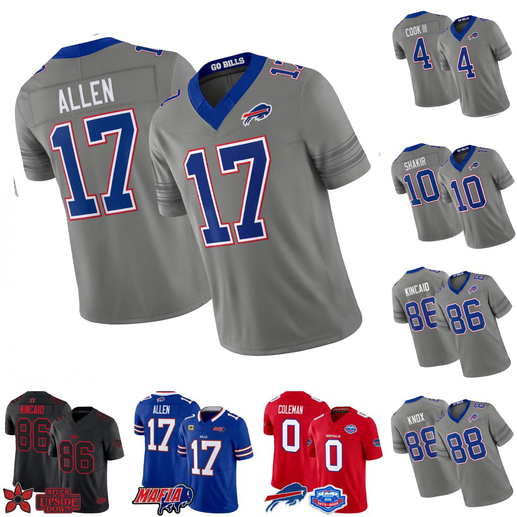 Maglia Da Gioco Personalizzata 2026 Bill Grey Nickel City Josh Allen Bradley Ch…