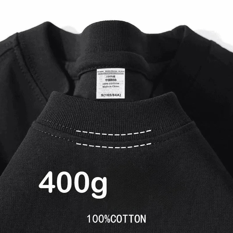 400g Cotton T Shirts Men Short Sleeved Heavyweight Summer Round Neck Loose Breathable Shirt for Men Women Basic Tee 260727BJ - view 3