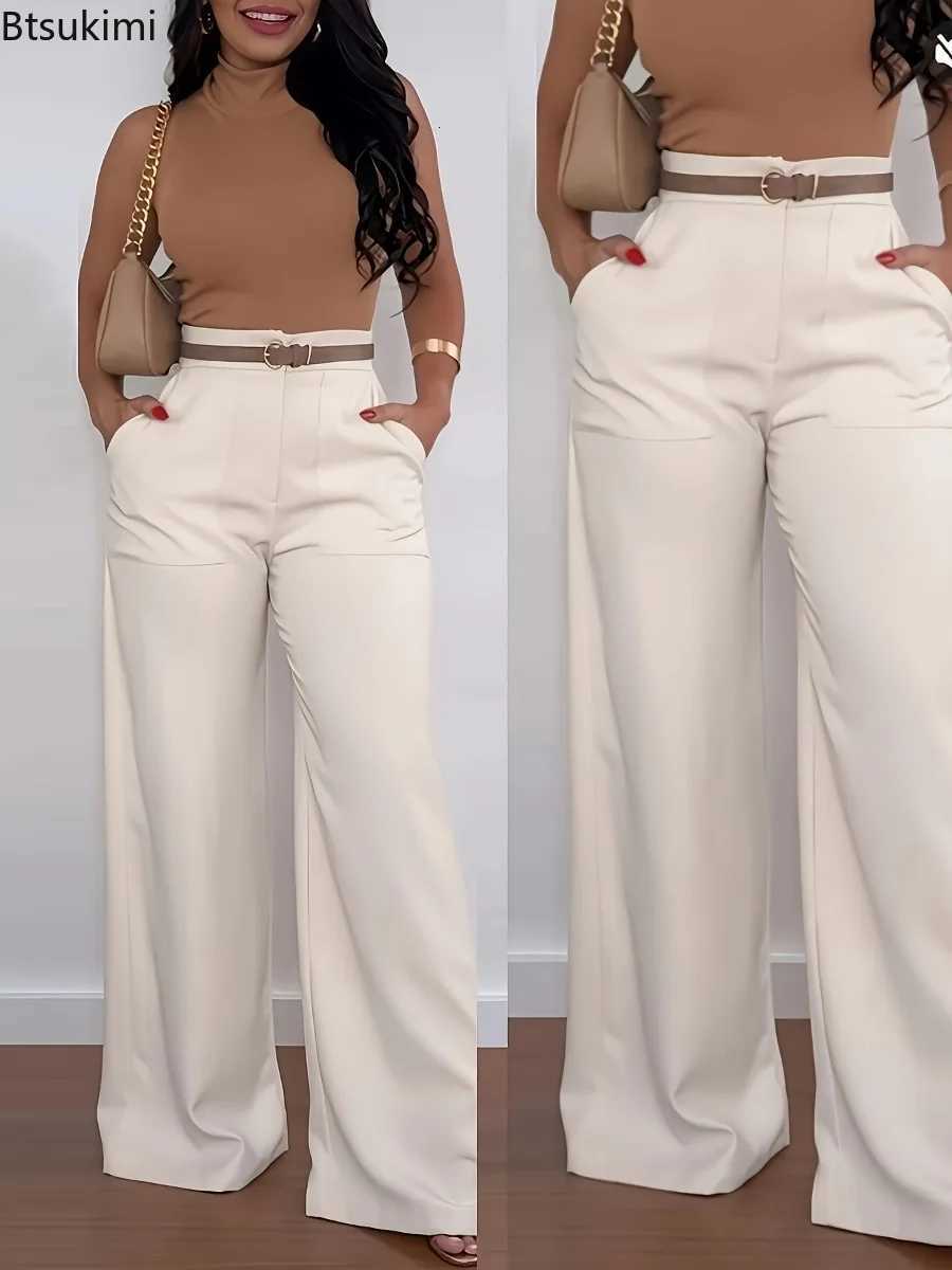 2026 Womens New Fashion Solid Suit Trousers Spring Elegant High Waist Wide Leg Pants Casual Office Women Clothing Dress PantsT260727 - view 3