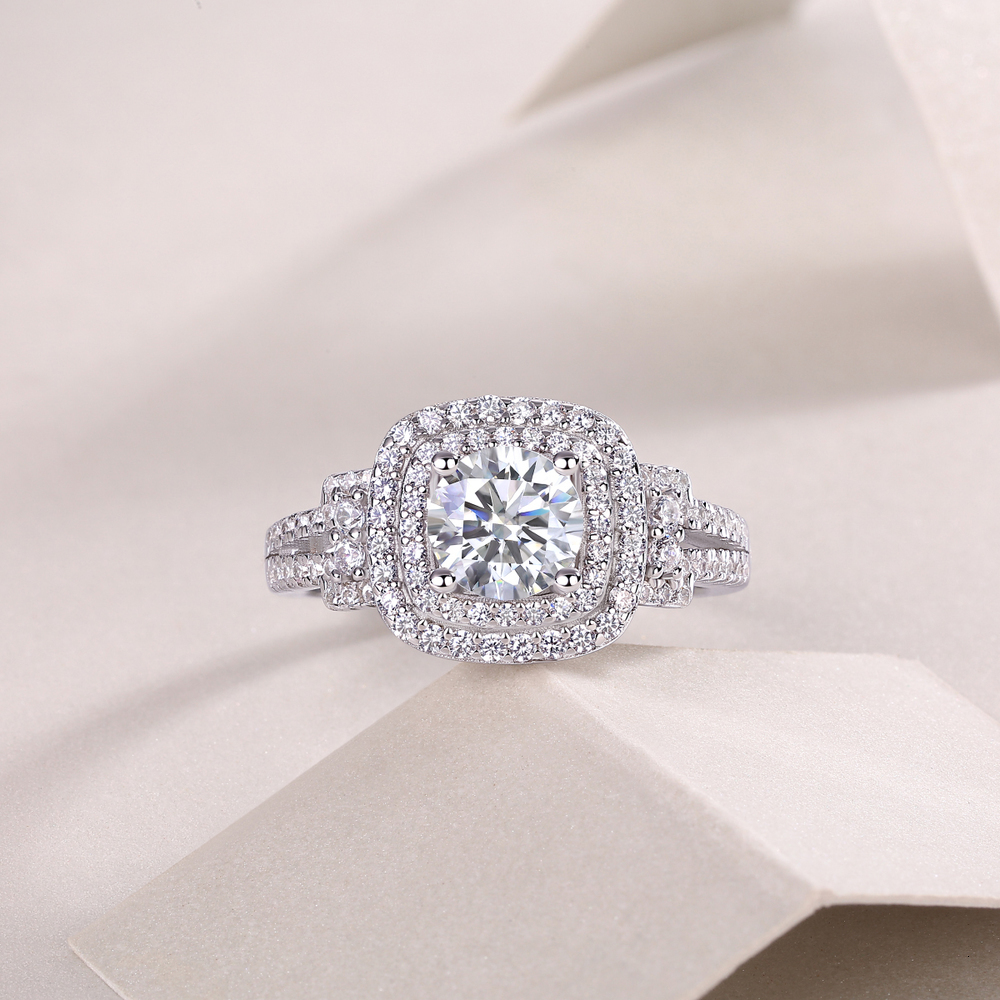 Women Mossinate Diamond Jewelry 925 Sterling Silver Ring 1ct Diamond Moissanite Ring - view 6