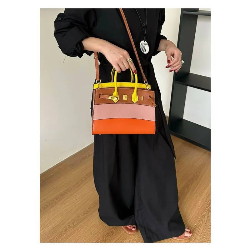 Rainbow Satchelcontrast Color Bagfashionstylish Large Capacity Patchwork Crossbody Bag Suotong0728 - view 5