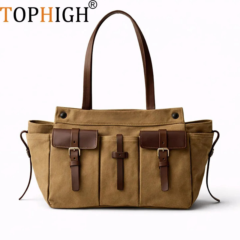 TOPHIGH Route Canvas Tote Bags For Women y ner Handbag And Purse In Multiple Pockets Top Handle Cloth Shoulder Bag 260729