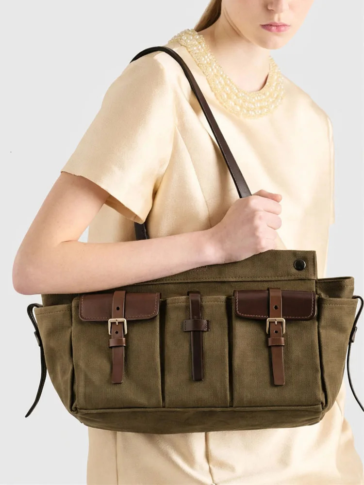 TOPHIGH Route Canvas Tote Bags For Women y ner Handbag And Purse In Multiple Pockets Top Handle Cloth Shoulder Bag 260729 - view 3