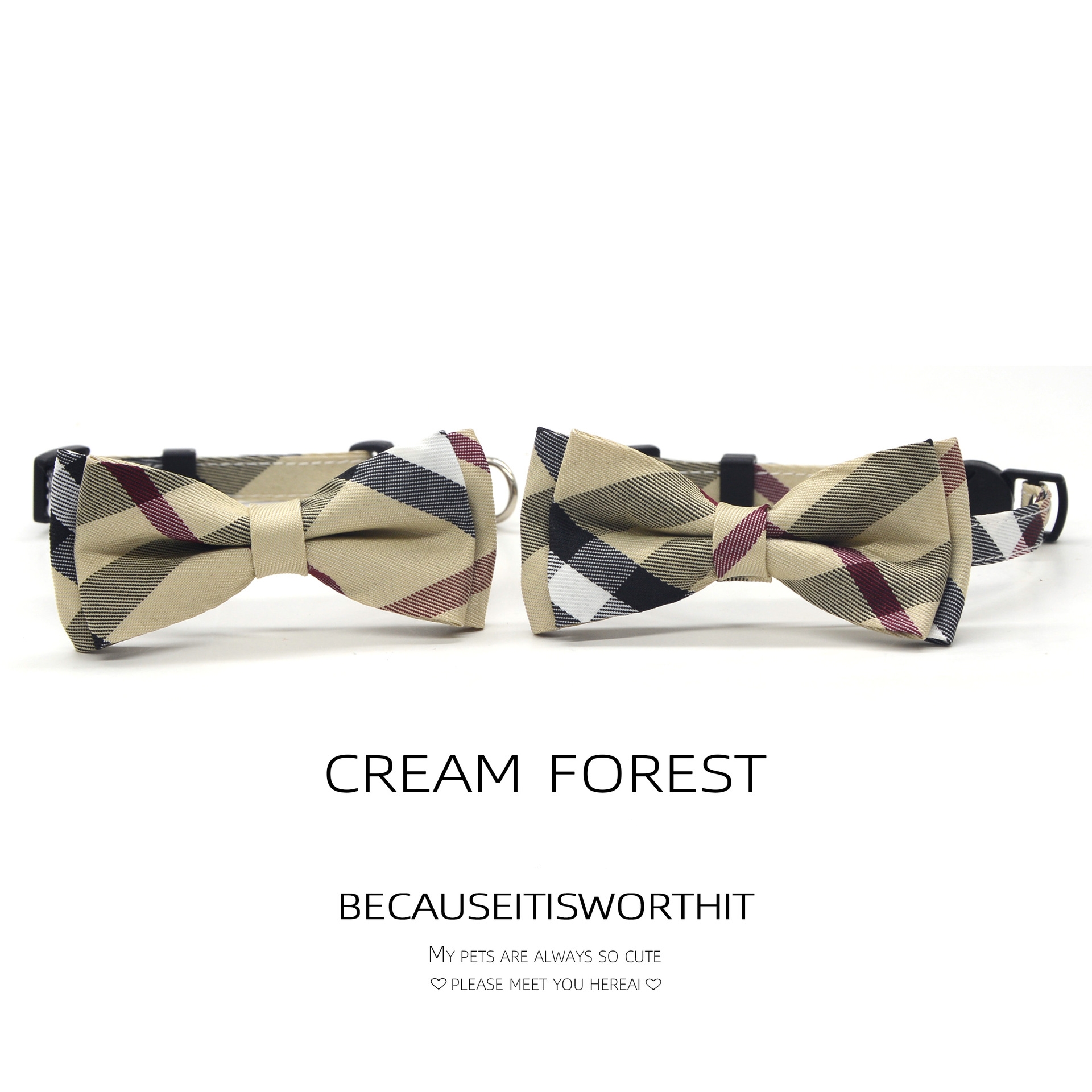 Luxury Designer Style Dog Collars Fabric Pet Necklace Breakaway Buckle with Plaid Bowtie Adjustable Collar for Kitten Puppy 2 Colors Nice Pet Birthday - view 5