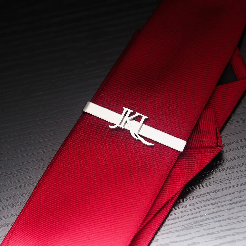 Tangula Custom 2-3 Letters Tie Clip For Men Personalize Name Initials Business Suit Stainless Steel Tie Pin Wedding Accessories 260728 - view 4