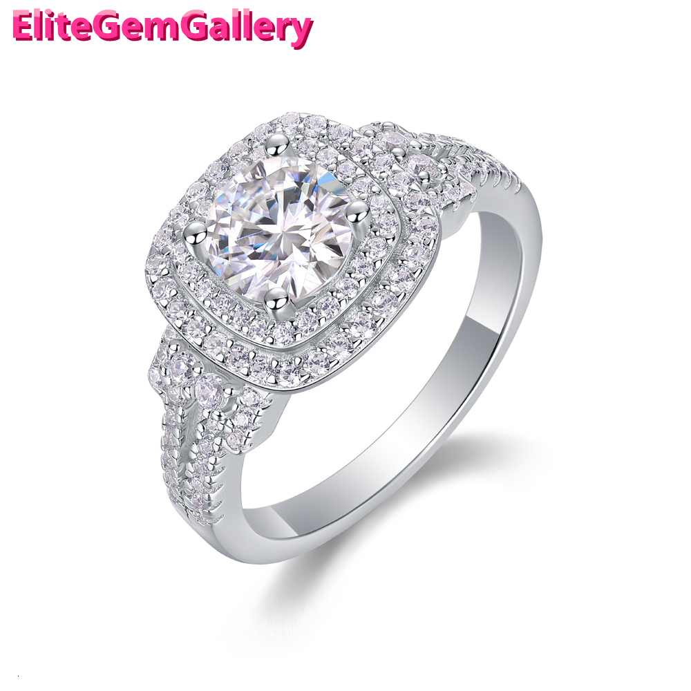 Women Mossinate Diamond Jewelry 925 Sterling Silver Ring 1ct Diamond Moissanite Ring