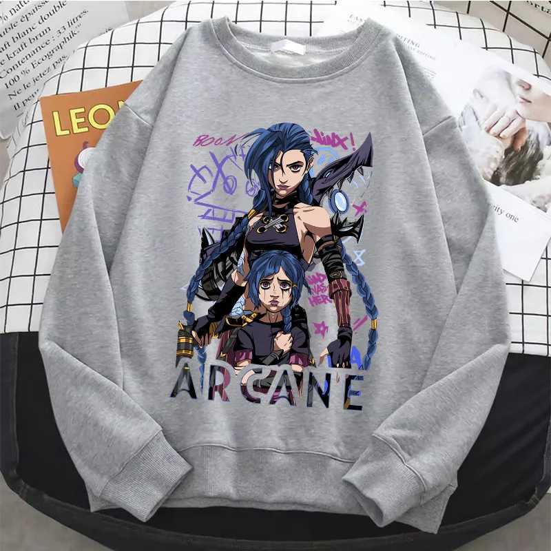 fashion Anime Jinx Arcane Hoodie O-Neck Fleece Harajuku Hip Hop Pullover Tops Popular Music Sweatshirt Fans Gift tops Z260728
