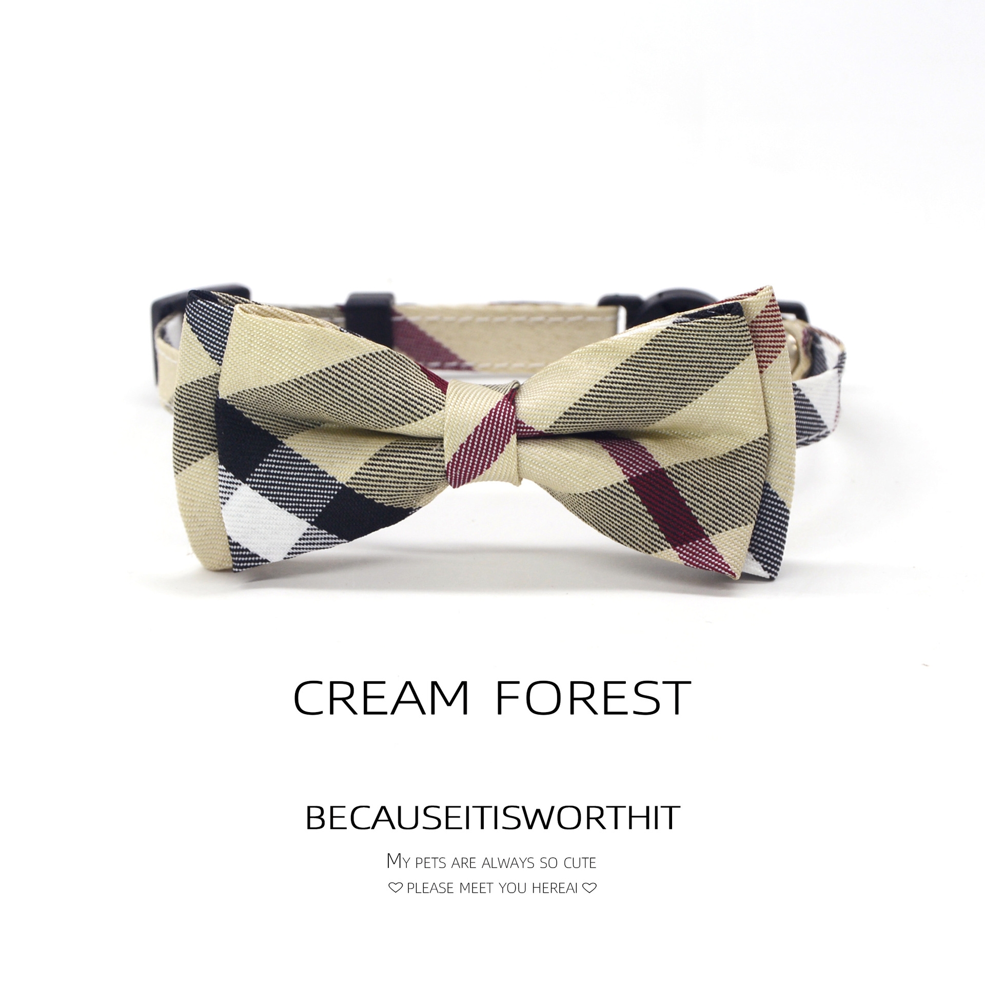 Luxury Designer Style Dog Collars Fabric Pet Necklace Breakaway Buckle with Plaid Bowtie Adjustable Collar for Kitten Puppy 2 Colors Nice Pet Birthday