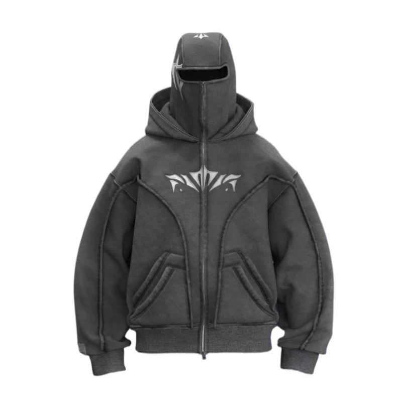Y2K Ninja Harajuku Zip up Hoodie Double Layer Cold Jacket Fashionable Embroidered Pattern French Casual Gothic Men Women Top 260728 - view 4