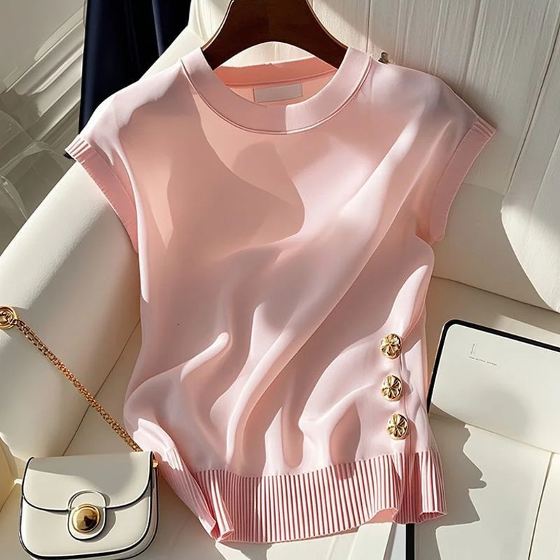 2026 Korean Summer Roundnecked Sweater Women Pullover Casual Chic Comfortable Slim Fashion Sleeveless Femme Knitwear Tops 260728 - view 6