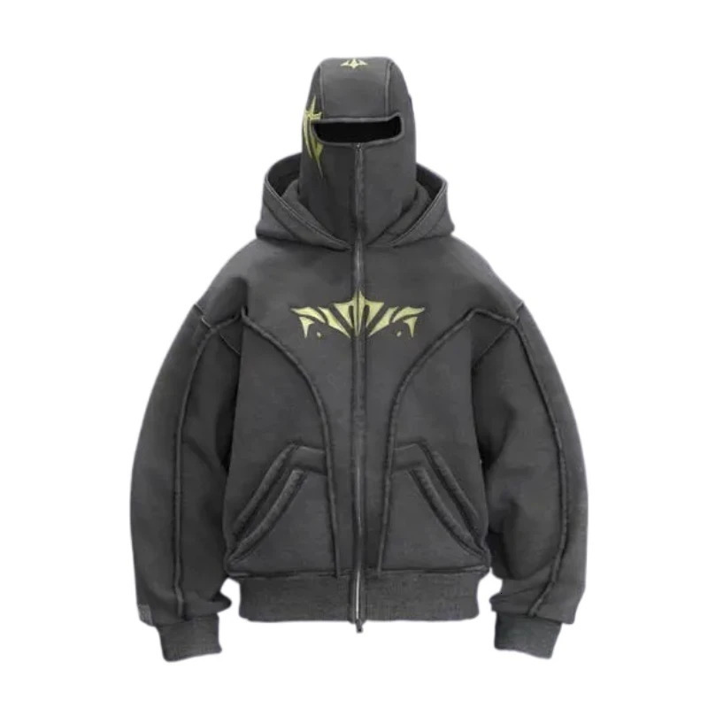 Y2K Ninja Harajuku Zip up Hoodie Double Layer Cold Jacket Fashionable Embroidered Pattern French Casual Gothic Men Women Top 260728 - view 6